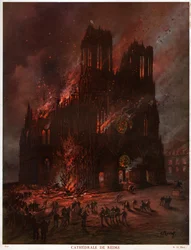 Kathedrale von Reims in Flammen